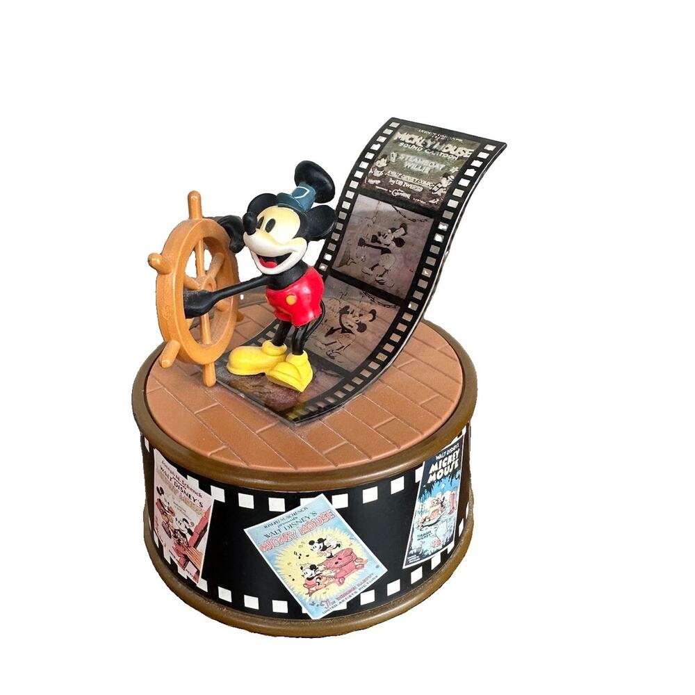 Disney Mickey Mouse Steamboat Willie Mini Action Musical Figurine With Box Works